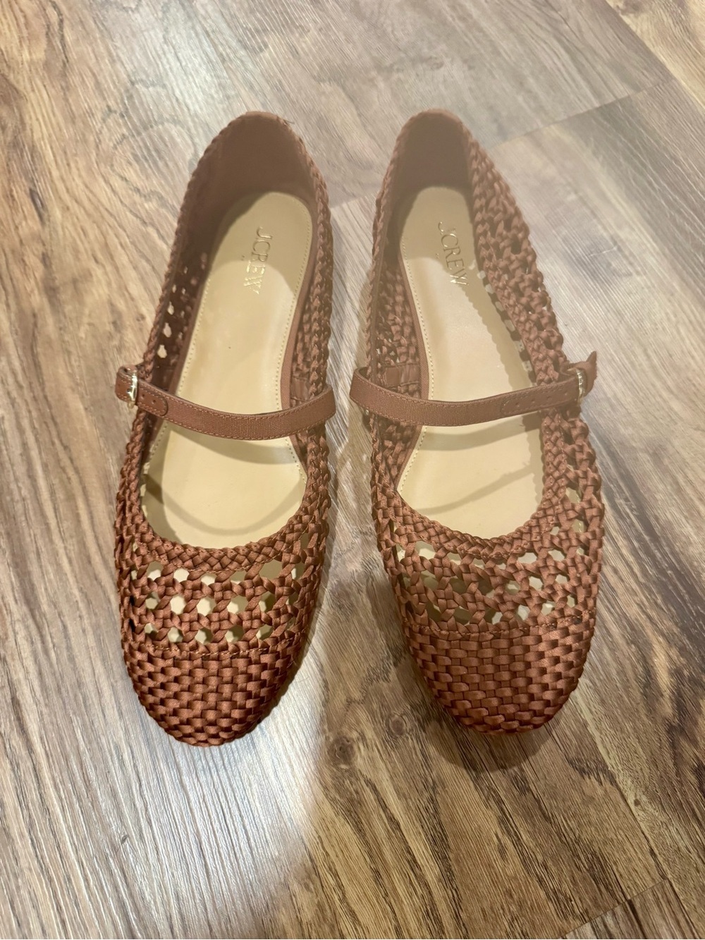 J Crew Satiny woven Mary Jane flats in Antique Oak Size 11 - Picture 3 of 9